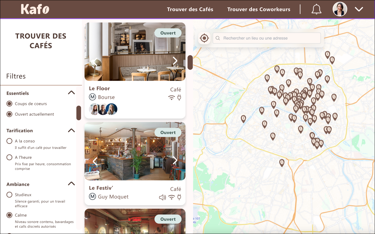 Kafo - Carte interactive