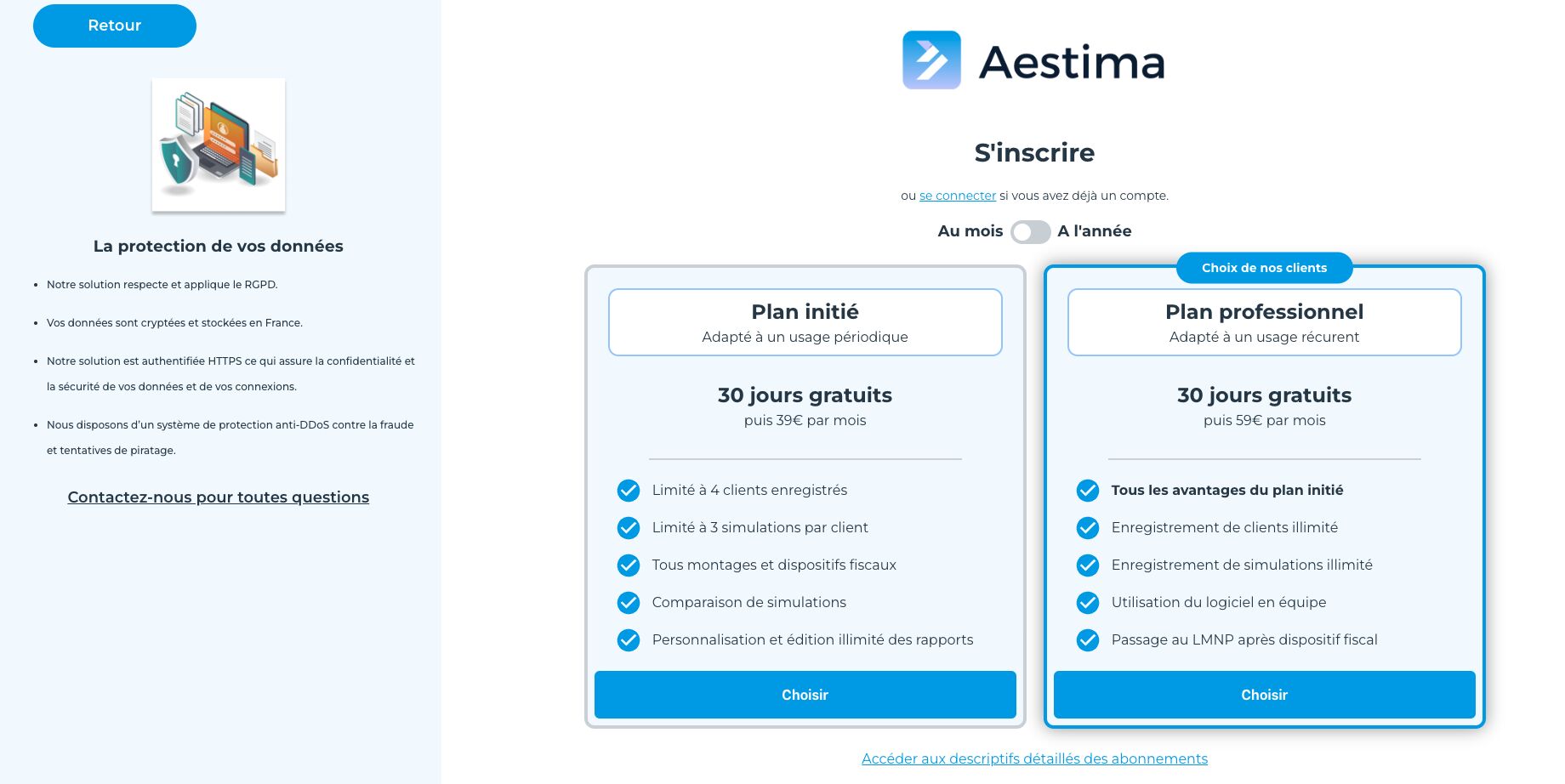 Aestima-Immo - Page Tarification